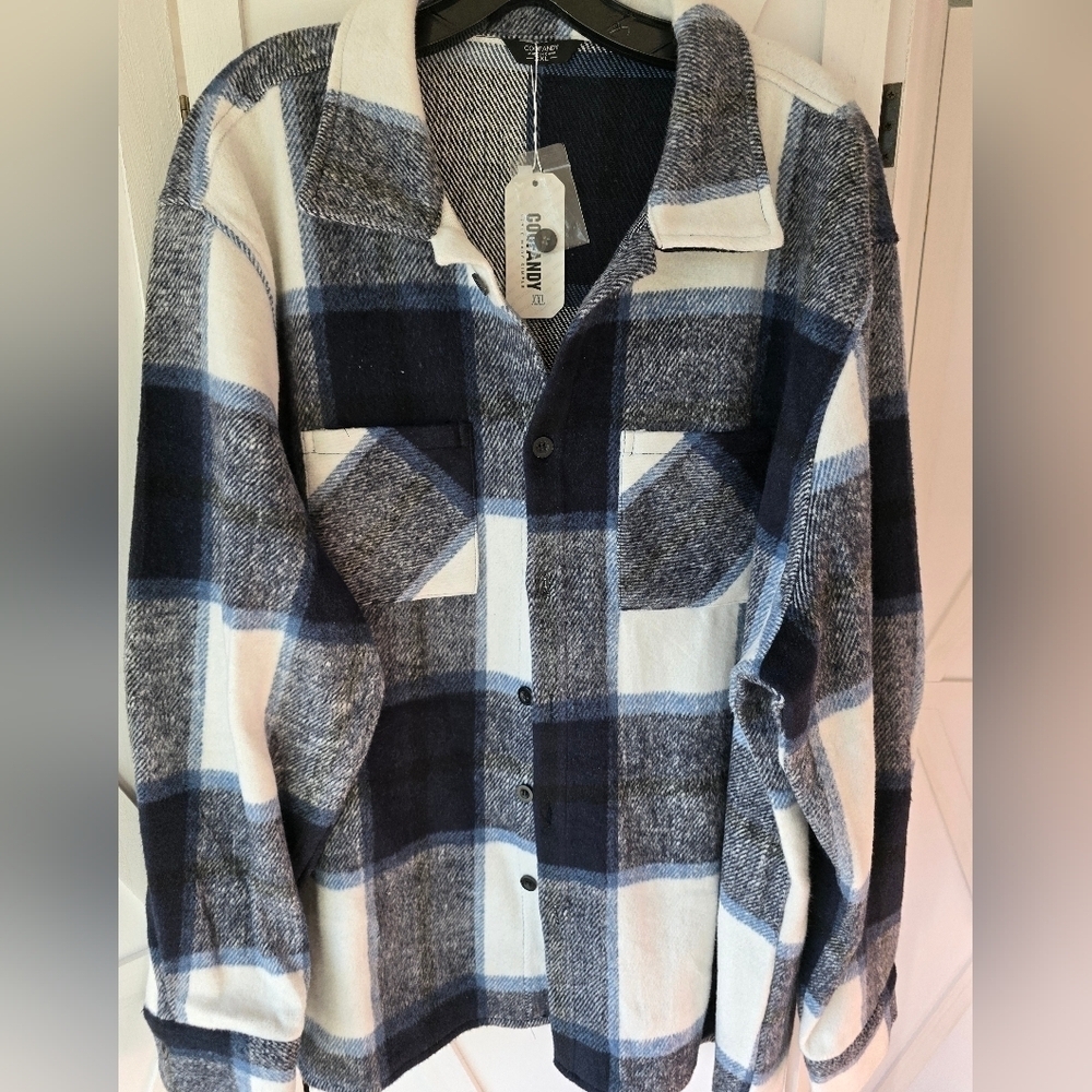 COOFANDY Men's Flannel Shirt Jacket - Casual Button Down Plaid Long Sleeve - Picture 2 of 7